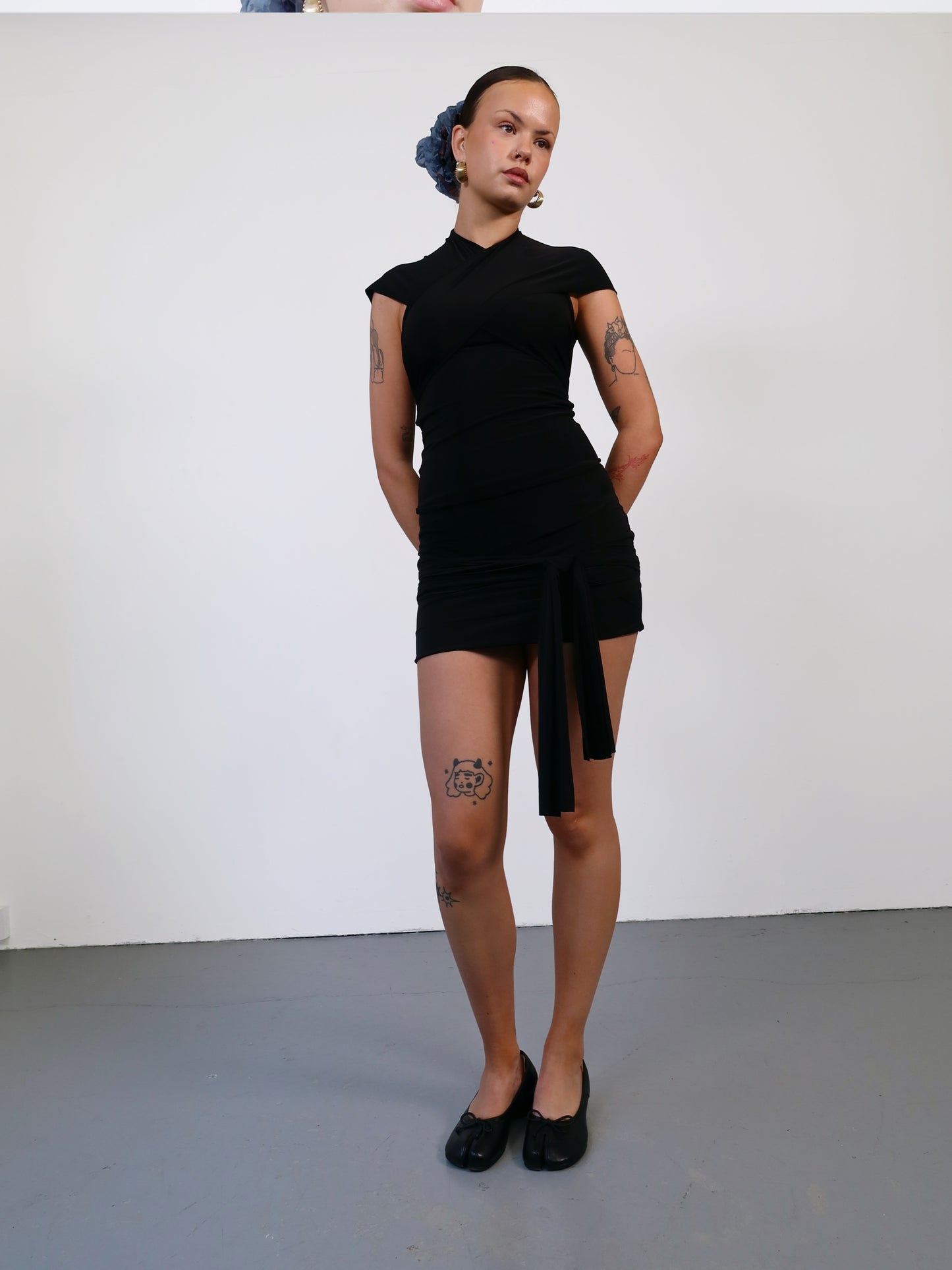 mini wrap skirt in black