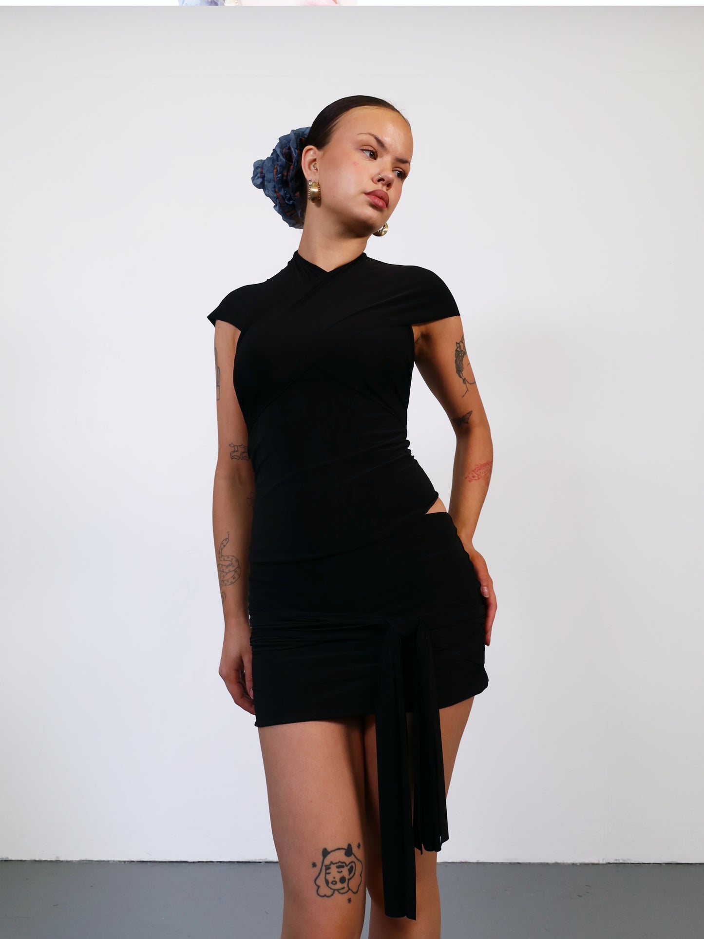 mini wrap skirt in black