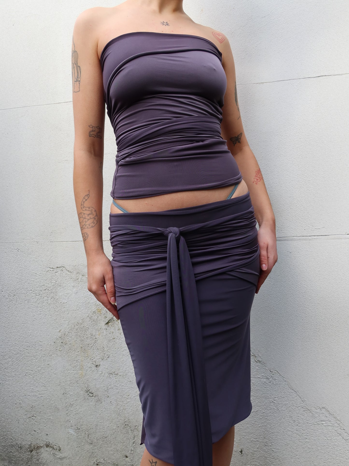 midi wrap skirt in slate