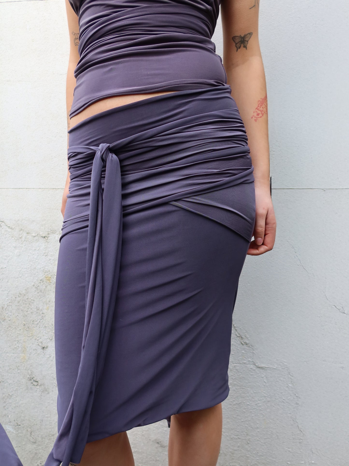 midi wrap skirt in slate