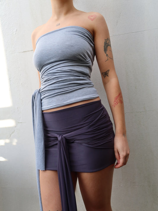 mini wrap skirt in slate